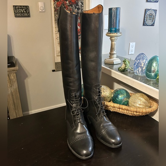 Ariat Black Leather Heritage Contour Field Tall Slim calf Riding Boot size 6.5 - Picture 2 of 13